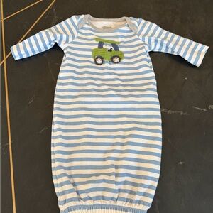 Mud Pie Blue and White Striped Sleep Sack with Green Car